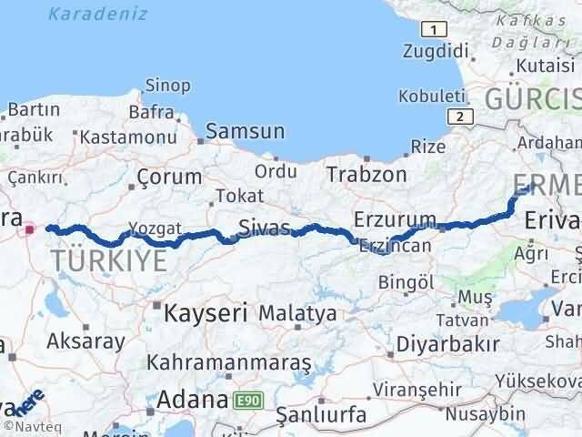 Kars Elmadağ Ankara Arası Kaç Km - Yol Haritası