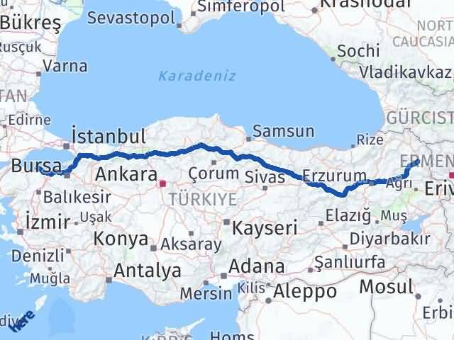 Kars Erdek Balıkesir Arası Kaç Km - Yol Haritası