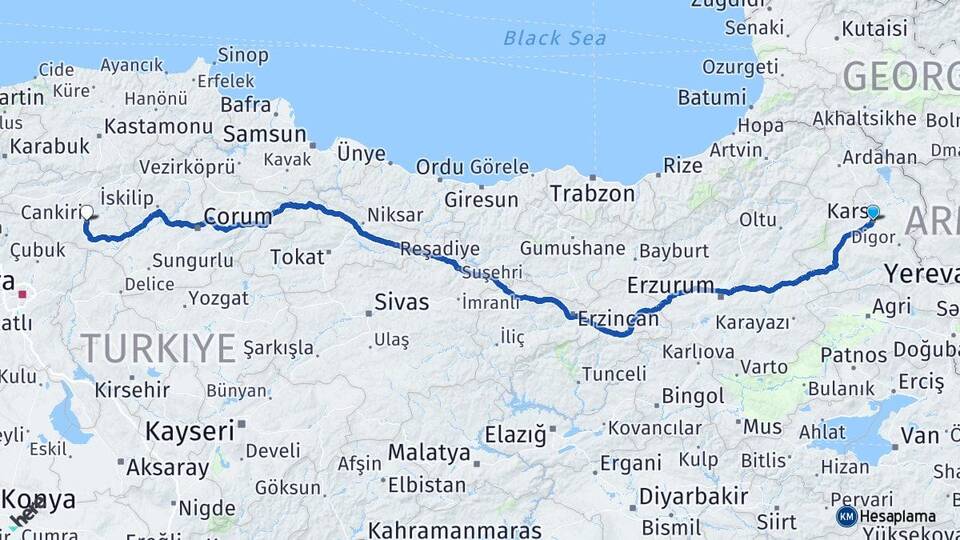 Kars Esenkent Arası Kaç Km - Yol Haritası