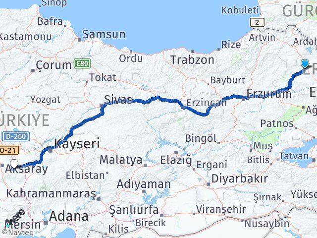Kars Güzelyurt Aksaray Arası Kaç Km - Yol Haritası