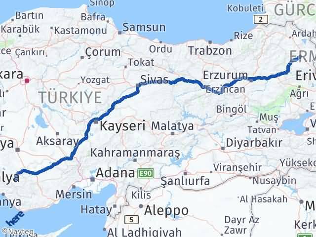 Kars Hadim Konya Arası Kaç Km - Yol Haritası
