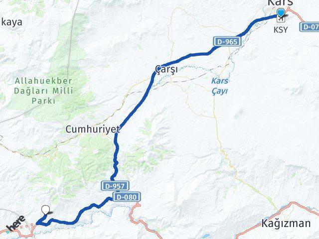 Kars Harakani Havalimanı Kazantaş Arası Kaç Km - Yol Tarifi