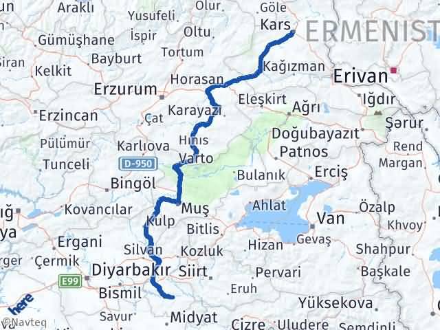 Kars Hasankeyf Batman Arası Kaç Km - Yol Haritası