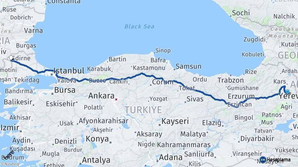 Kağızman Edirne Arası Kaç Km - Yol Tarifi
