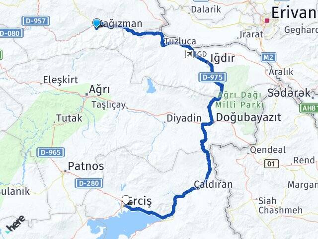 Kars Kağızman Erciş Van Arası Kaç Km - Yol Haritası