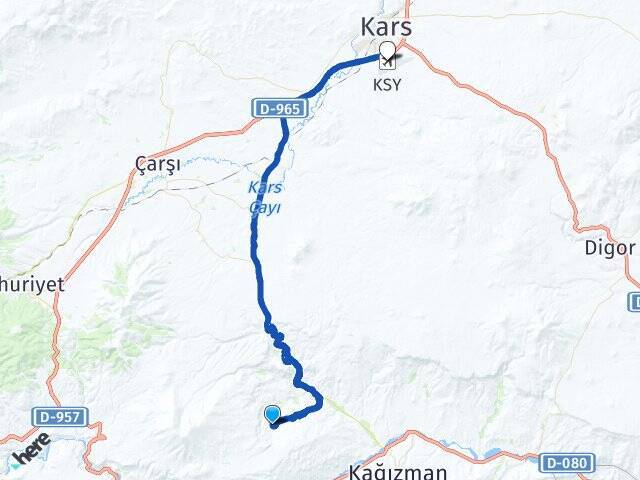Kozlu Kars Harakani Havalimanı Arası Kaç Km - Yol Tarifi