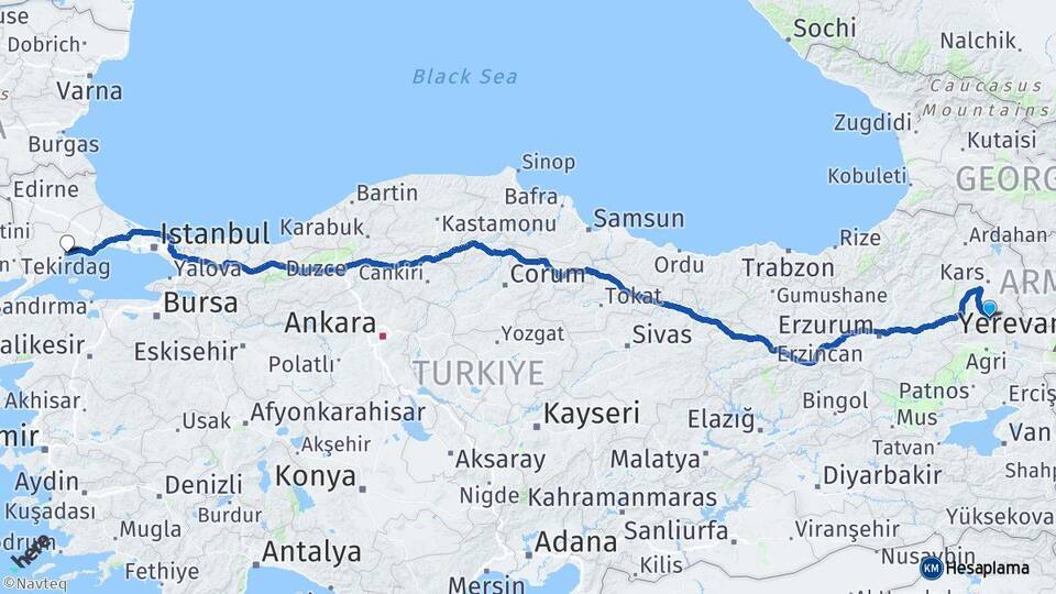 Kağızman Tekirdağ Arası Kaç Km - Yol Tarifi
