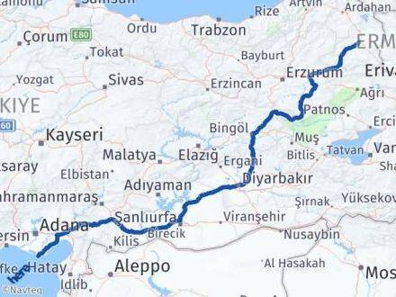 Kars Karataş Adana Arası Kaç Km - Yol Haritası