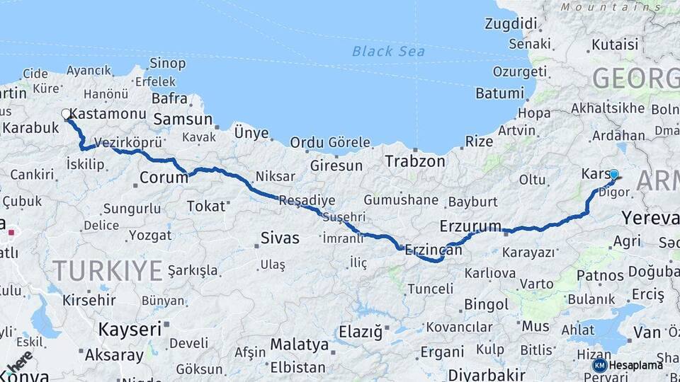 Kars Kars Otogarı Arası Kaç Km - Yol Tarifi