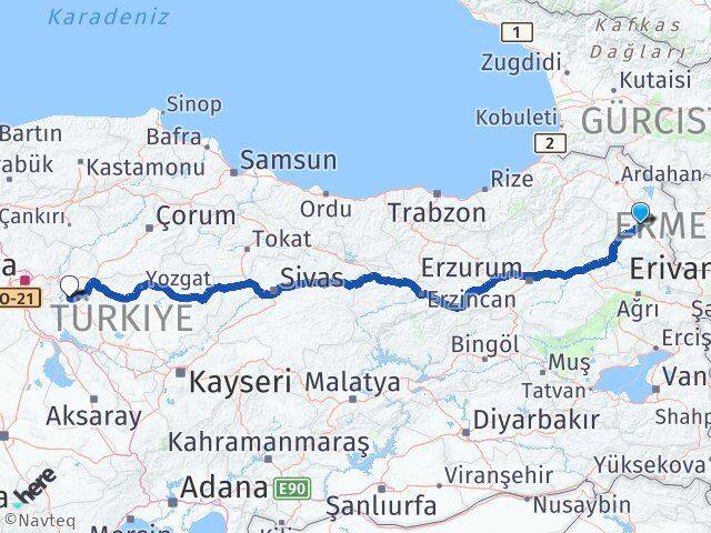 Kars Keskin Kırıkkale Arası Kaç Km - Yol Haritası