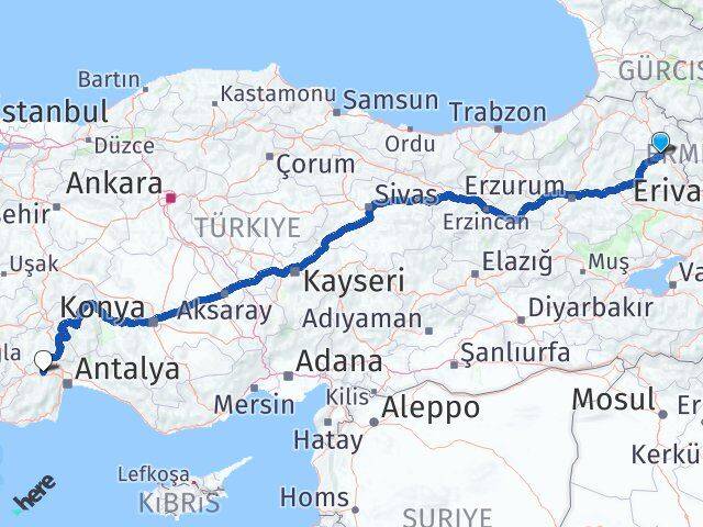 Kars Korkuteli Antalya Arası Kaç Km - Yol Haritası