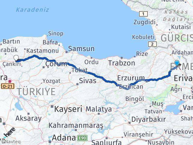 Kars Kurşunlu Çankırı Arası Kaç Km - Yol Haritası