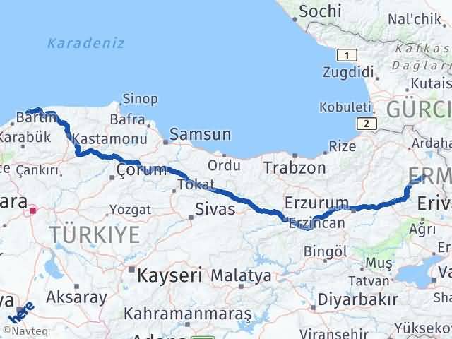 Kars Kurucaşile Bartın Arası Kaç Km - Yol Haritası