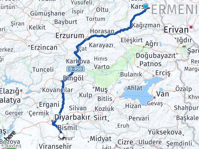 Kars Mazıdağı Mardin Arası Kaç Km - Yol Haritası