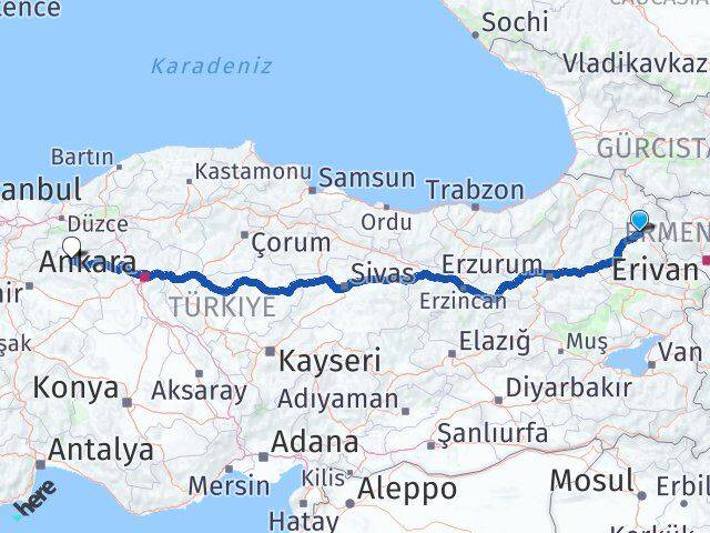 Kars Nallıhan Ankara Arası Kaç Km - Yol Haritası