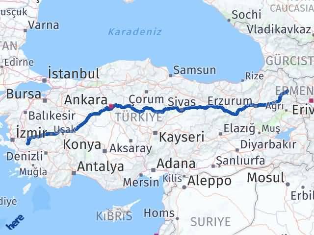 Kars Ödemiş İzmir Arası Kaç Km - Yol Haritası
