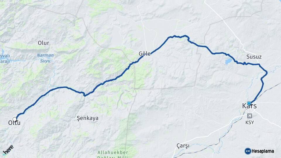 Kars Oltu Erzurum Arası Kaç Km - Yol Haritası