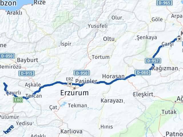 Kars Otlukbeli Arası Kaç Km - Yol Tarifi