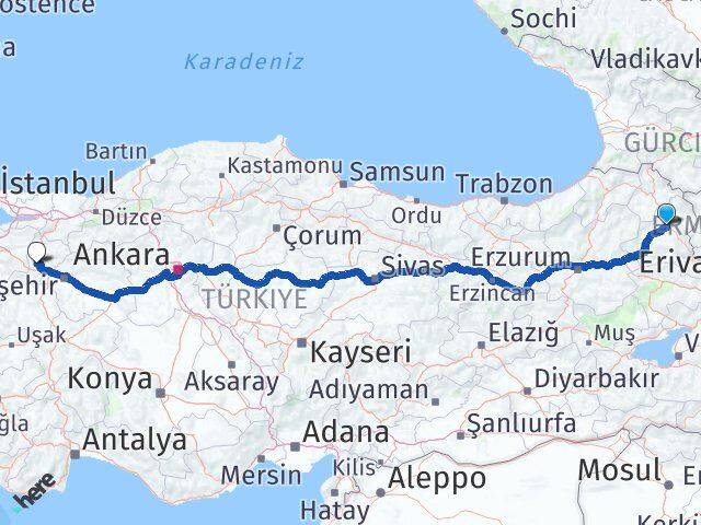 Kars Pazaryeri Bilecik Arası Kaç Km - Yol Haritası