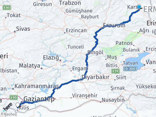 Kars Polateli Kilis Arası Kaç Km - Yol Haritası