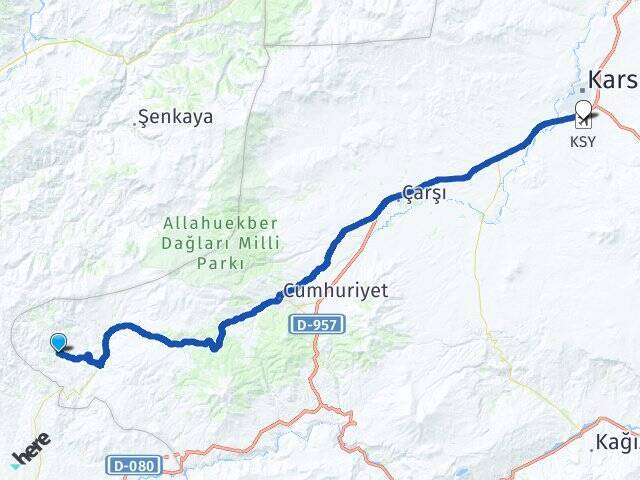 Akören Kars Harakani Havalimanı Arası Kaç Km - Yol Tarifi
