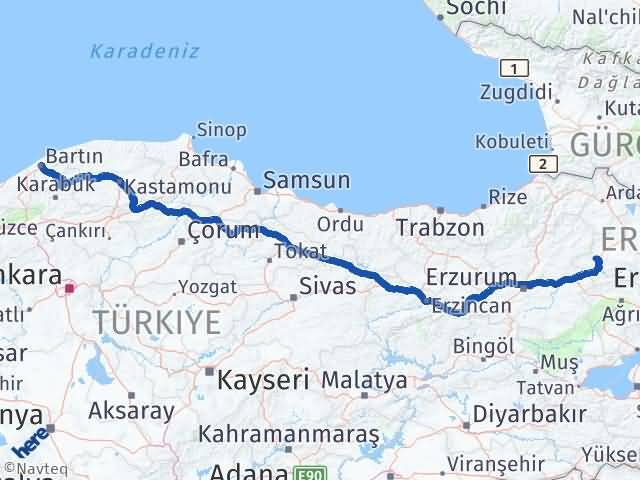 Kars Sarıkamış Bartın Arası Kaç Km - Yol Haritası