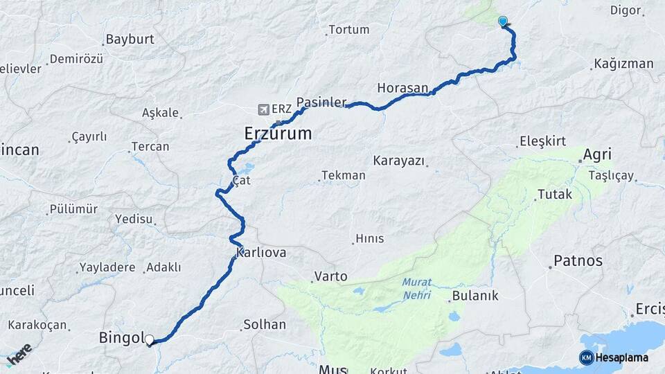 Kars Sarıkamış Bingöl Arası Kaç Km - Yol Haritası