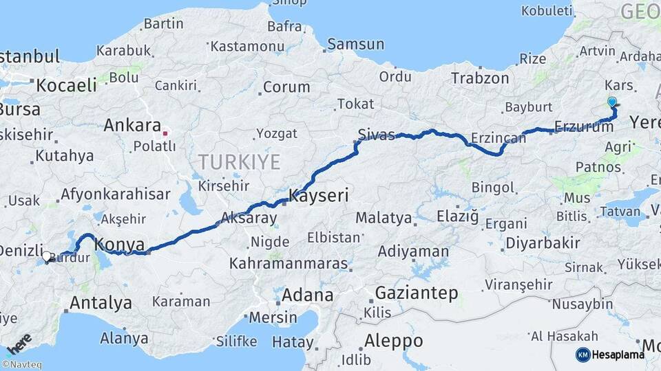 Kars Sarıkamış Burdur Arası Kaç Km - Yol Haritası