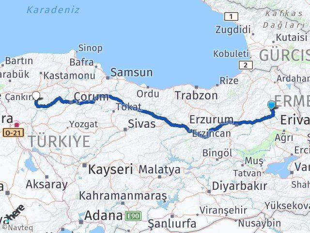 Kars Sarıkamış Çankırı Arası Kaç Km - Yol Haritası