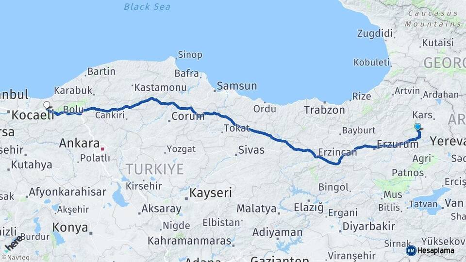 Kars Sarıkamış Düzce Arası Kaç Km - Yol Haritası