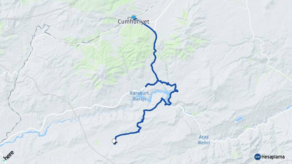 Kars Sarıkamış Eşmeçayır Sarıkamış Arası Kaç Km - Yol Haritası