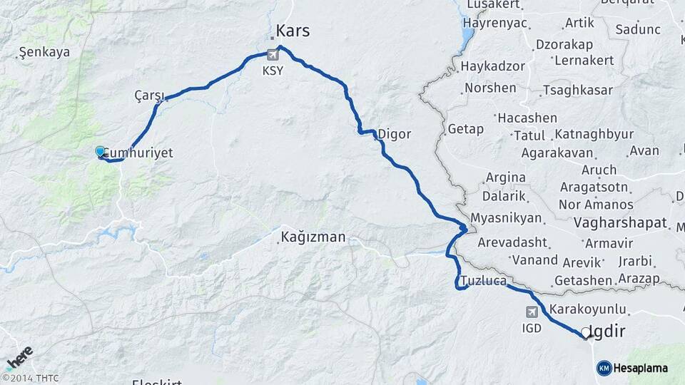 Kars Sarıkamış Iğdır Arası Kaç Km - Yol Haritası