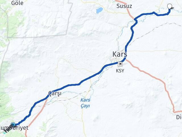 Kars Sarıkamış Mescitli Arpaçay Arası Kaç Km - Yol Haritası