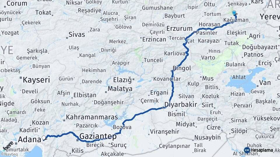 Kars Sarıkamış Osmaniye Arası Kaç Km - Yol Haritası