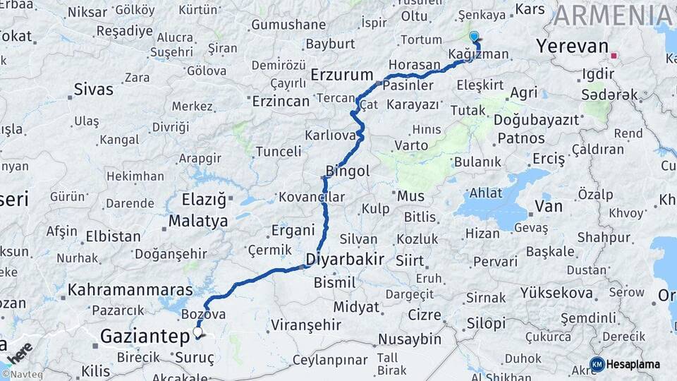 Kars Sarıkamış Şanlıurfa Arası Kaç Km - Yol Haritası