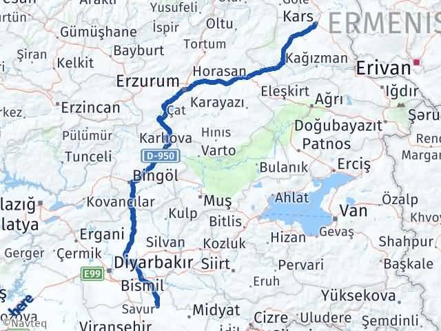 Kars Savur Mardin Arası Kaç Km - Yol Haritası