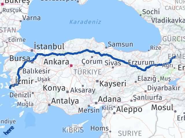Kars Seferihisar İzmir Arası Kaç Km - Yol Haritası