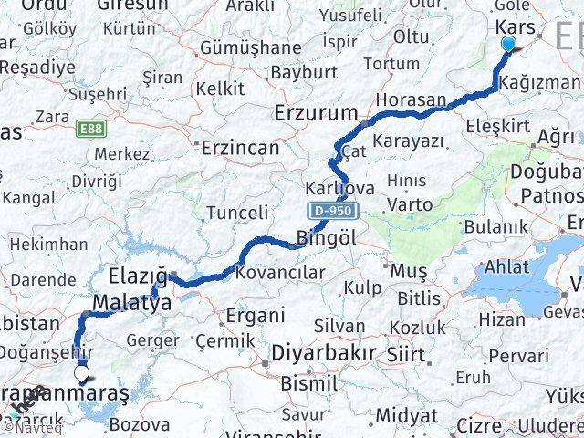 Kars Selim Adıyaman Arası Kaç Km - Yol Haritası
