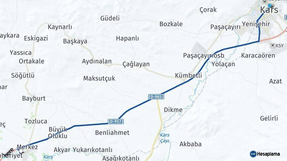 Kars Selim Arası Kaç Km - Yol Haritası