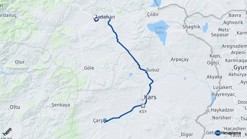 Kars Selim Ardahan Arası Kaç Km - Yol Haritası