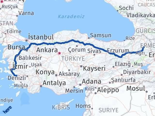 Kars Selim Aydın Arası Kaç Km - Yol Haritası