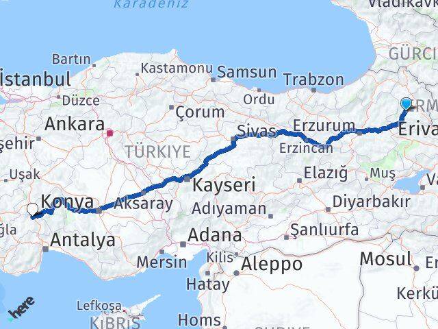 Kars Selim Burdur Arası Kaç Km - Yol Haritası