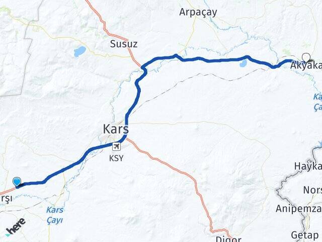 Büyük Oluklu Akyaka Arası Kaç Km - Yol Tarifi