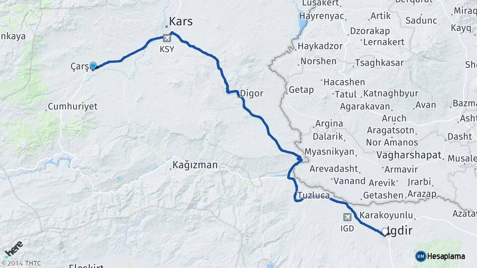 Kars Selim Iğdır Arası Kaç Km - Yol Haritası