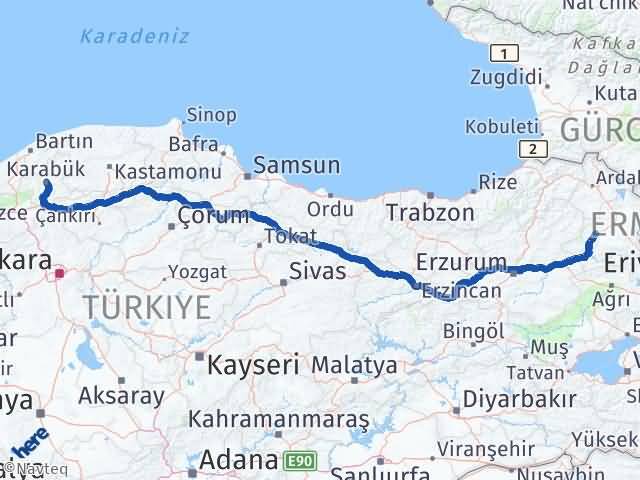 Kars Selim Karabük Arası Kaç Km - Yol Haritası
