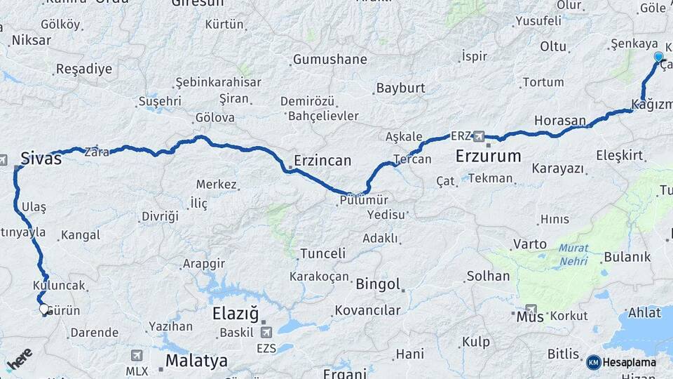 Selim Kars Harakani Havalimanı Arası Kaç Km - Yol Tarifi