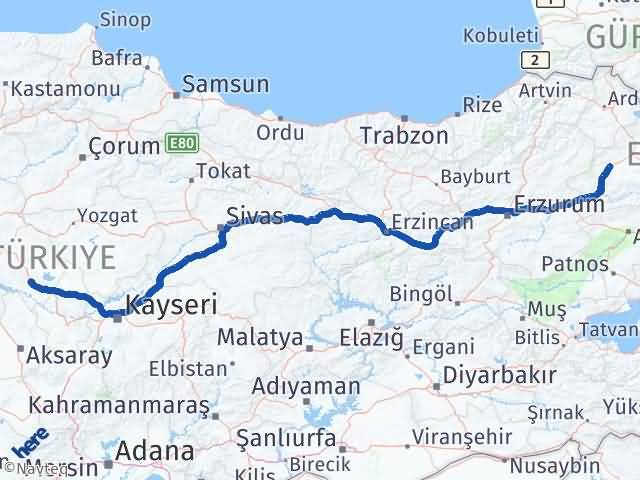 Kars Selim Kırşehir Arası Kaç Km - Yol Haritası