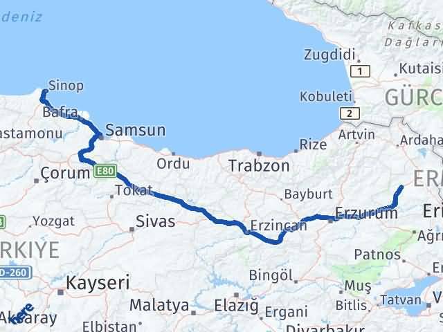 Kars Selim Sinop Arası Kaç Km - Yol Haritası