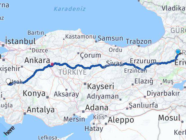 Kars Selim Uşak Arası Kaç Km - Yol Haritası