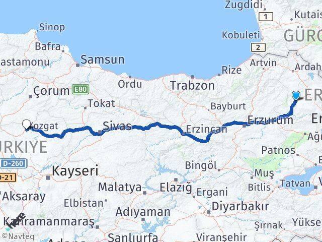 Kars Selim Yozgat Arası Kaç Km - Yol Haritası